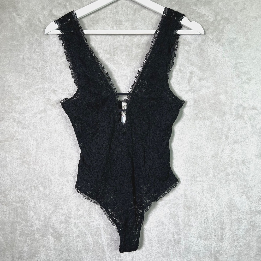 Free People,‎ Women's Mason Black Lace Bodysuit, Size Medium